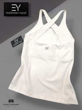 Everyday Yoga Sz XS White Elevated Support Tank Criss-Cross Back With Shelf Bra